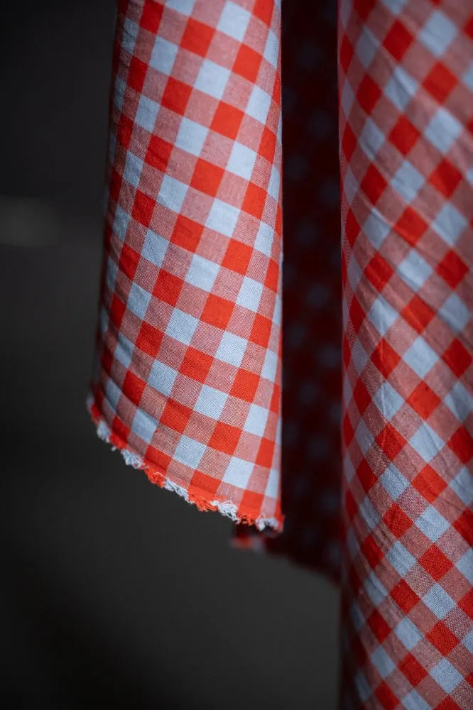 Hot Candy Organic Cotton/Linen Gingham - NZ$12.50 per 1/4m