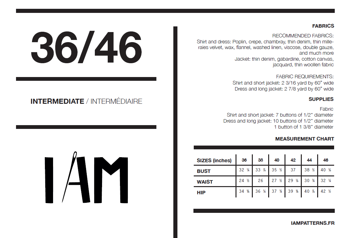 I AM LIBELLULE – Dress/Shirt and Jacket pattern