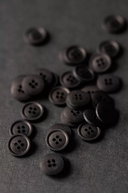 Cotton Button Black 15mm
