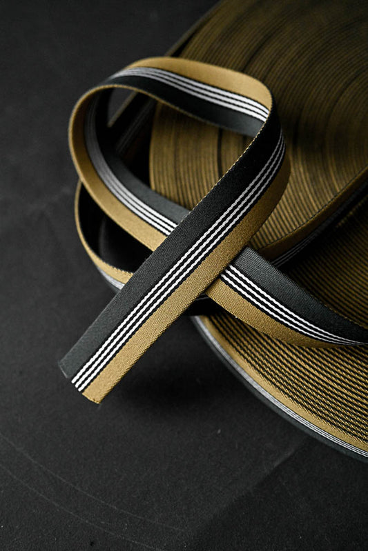 Dashing Gold Green Webbing NZD $9.90 per mtr